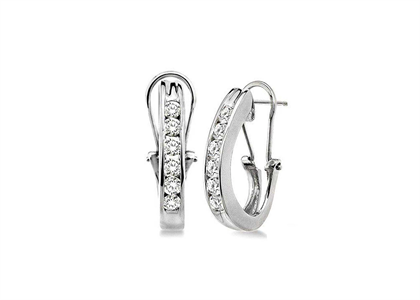 Rhodium Plated | Fancy Shaped Hoop Earrings